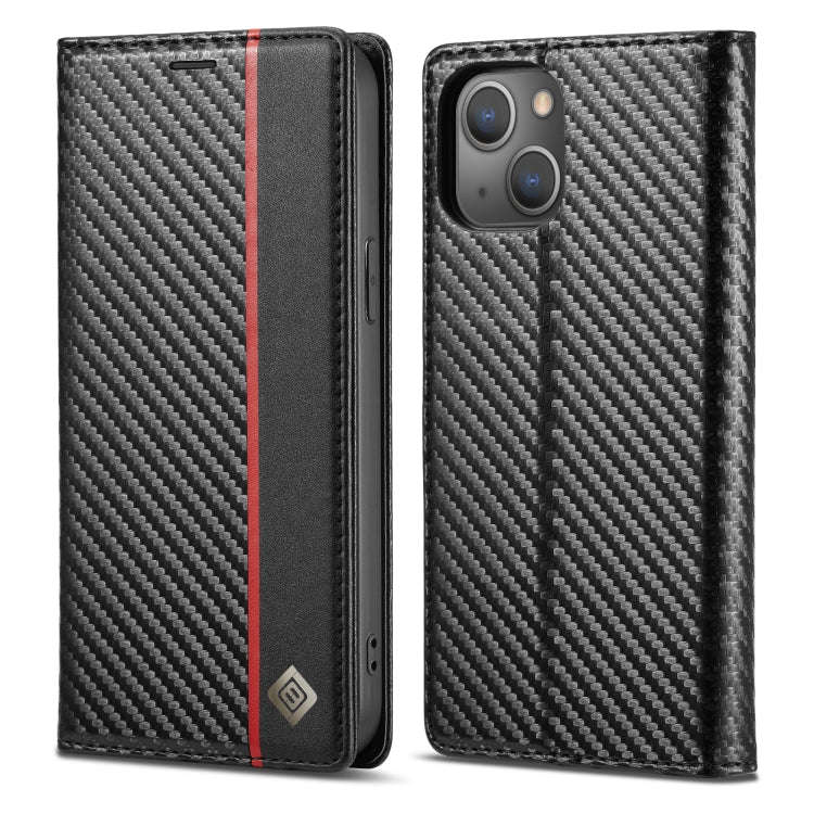 LC.IMEEKE Carbon Fiber PU + TPU Leather Case, For iPhone 14, For iPhone 14 Plus, For iPhone 14 Pr...