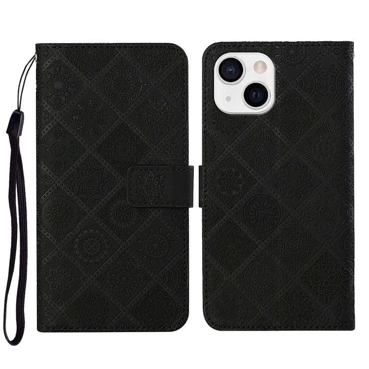 Ethnic Style Embossed Pattern Leather Phone Case, For iPhone 14, For iPhone 14 Plus, For iPhone 1...