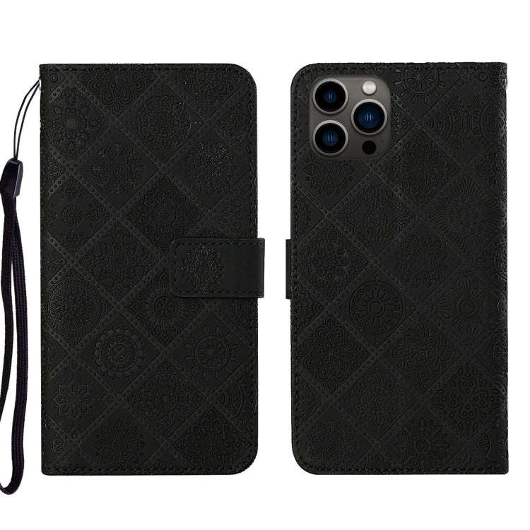 Ethnic Style Embossed Pattern Leather Phone Case, For iPhone 14, For iPhone 14 Plus, For iPhone 1...