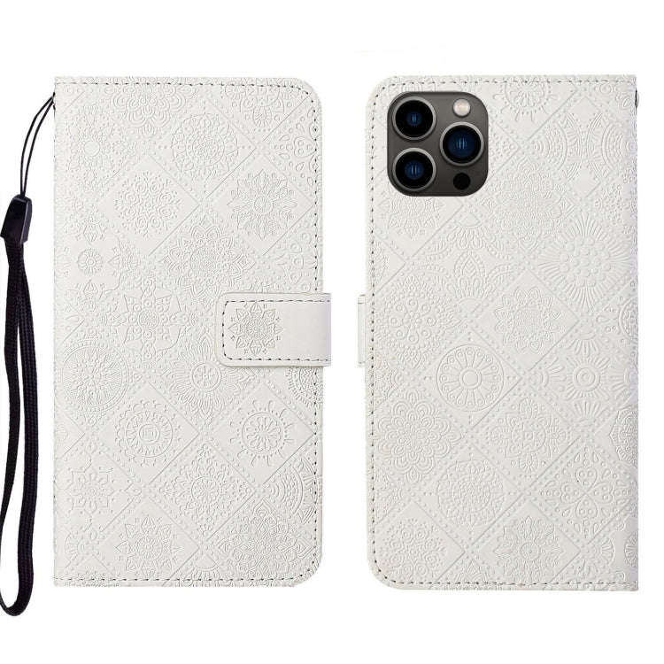Ethnic Style Embossed Pattern Leather Phone Case, For iPhone 14, For iPhone 14 Plus, For iPhone 1...