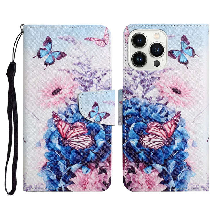 3D Colored Drawing Flip Leather Phone Case, For iPhone 14 Pro, For iPhone 14 Pro Max