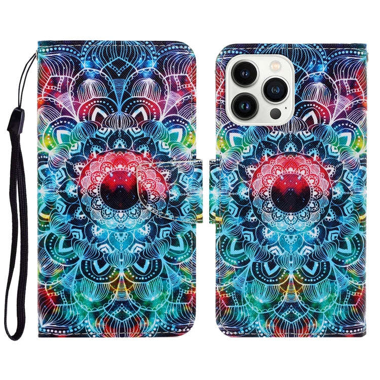 3D Colored Drawing Flip Leather Phone Case, For iPhone 14 Pro, For iPhone 14 Pro Max