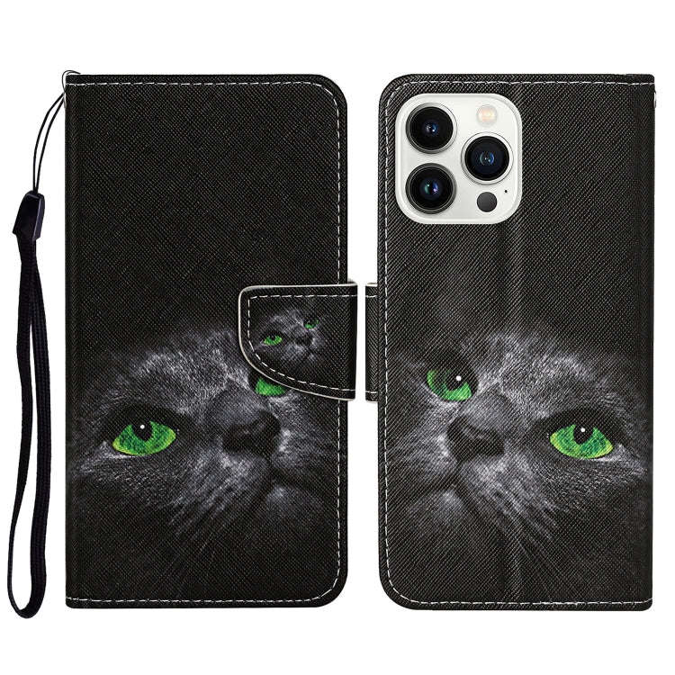 3D Colored Drawing Flip Leather Phone Case, For iPhone 14 Pro, For iPhone 14 Pro Max