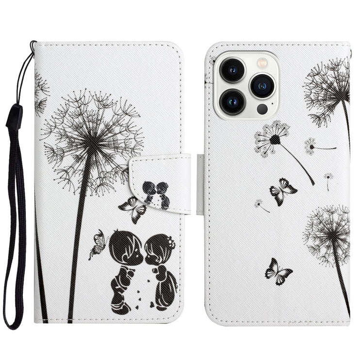 3D Colored Drawing Flip Leather Phone Case, For iPhone 14 Pro, For iPhone 14 Pro Max