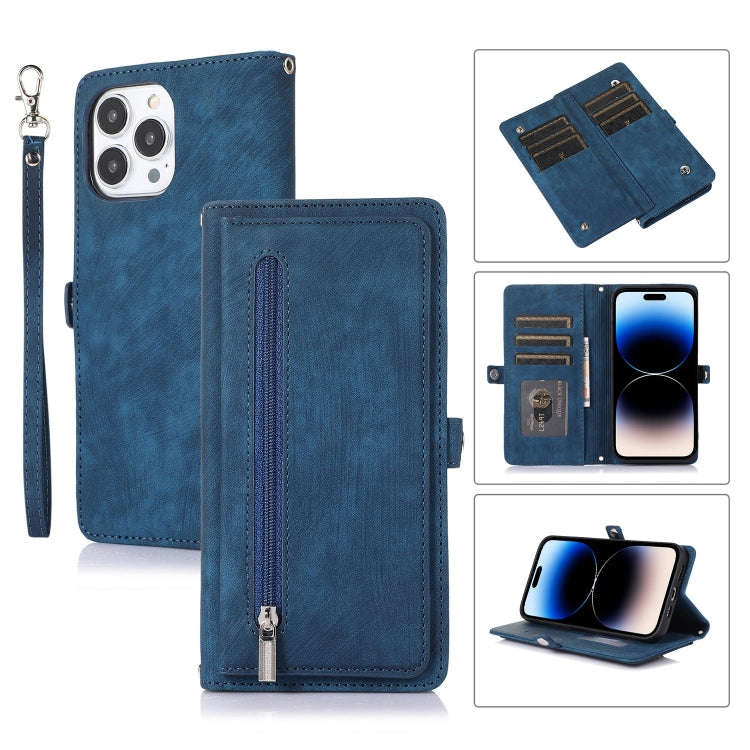 Zipper Card Slot Buckle Wallet Leather Phone Case, For iPhone 14 Pro Max, For iPhone 14 Pro, For ...