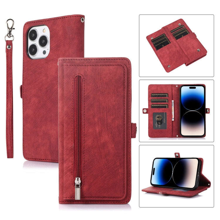Zipper Card Slot Buckle Wallet Leather Phone Case, For iPhone 14 Pro Max, For iPhone 14 Pro, For ...