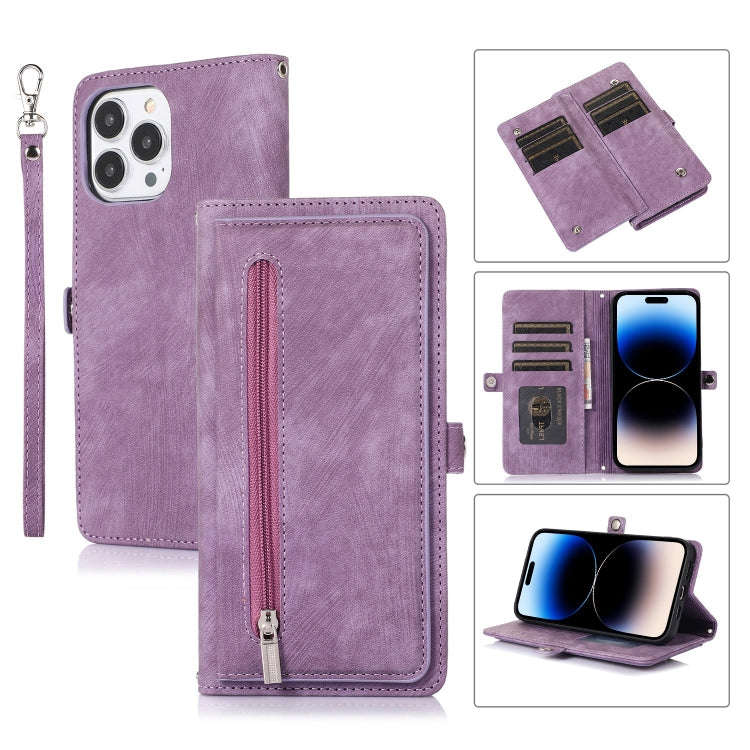 Zipper Card Slot Buckle Wallet Leather Phone Case, For iPhone 14 Pro Max, For iPhone 14 Pro, For ...