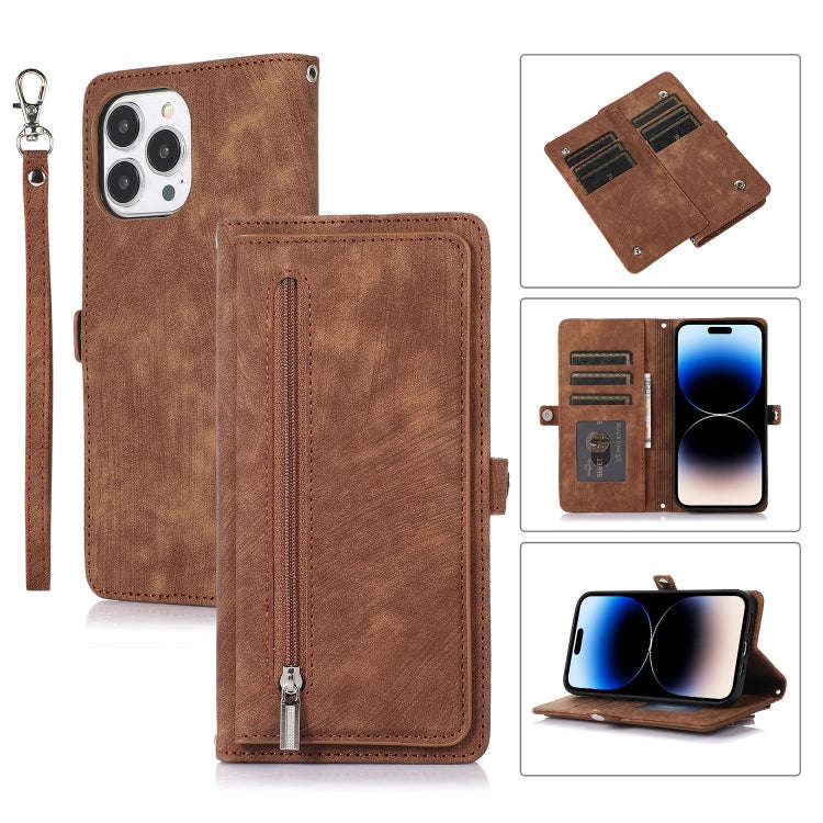 Zipper Card Slot Buckle Wallet Leather Phone Case, For iPhone 14 Pro Max, For iPhone 14 Pro, For ...