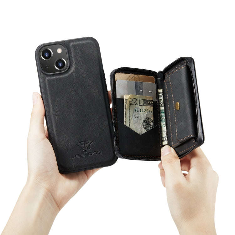 JEEHOOD Magnetic Zipper Wallet Leather Phone Case, For iPhone 14, For iPhone 14 Plus, For iPhone ...
