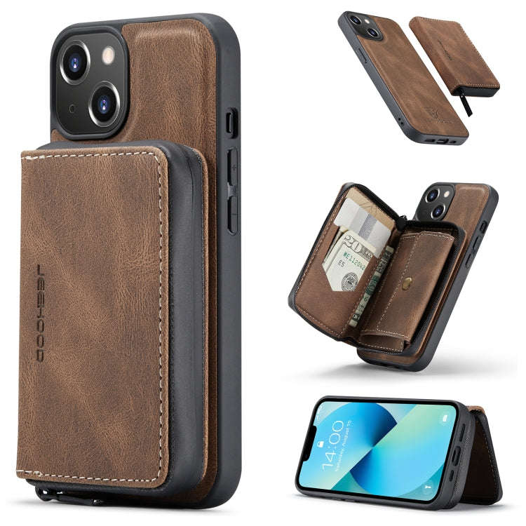 JEEHOOD Magnetic Zipper Wallet Leather Phone Case, For iPhone 14, For iPhone 14 Plus, For iPhone ...