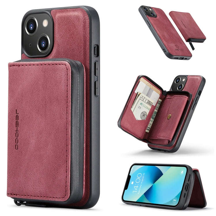 JEEHOOD Magnetic Zipper Wallet Leather Phone Case, For iPhone 14, For iPhone 14 Plus, For iPhone ...