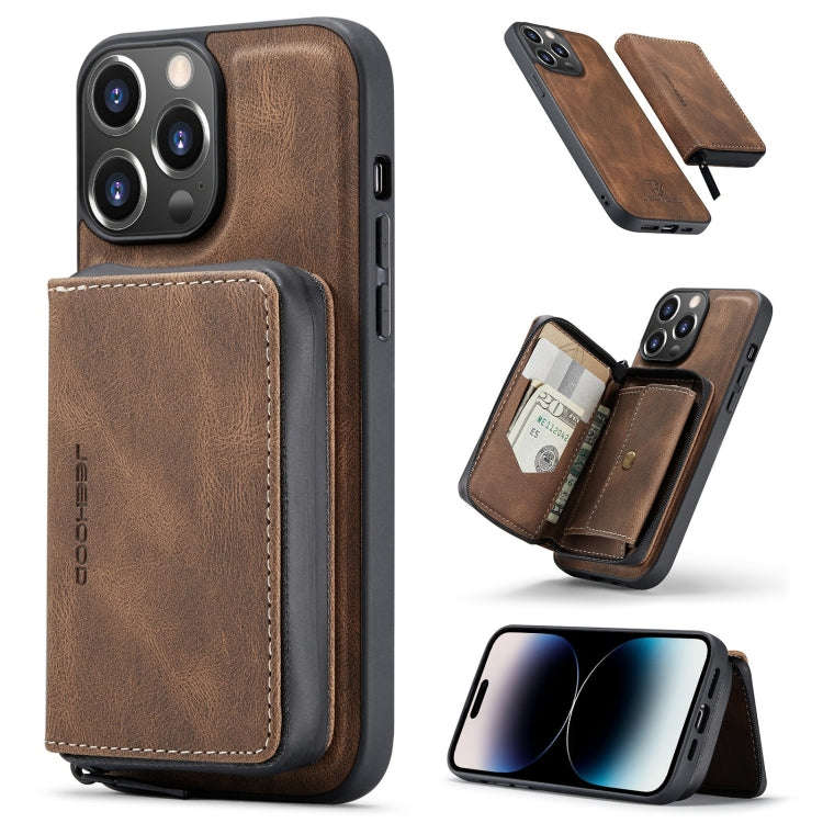 JEEHOOD Magnetic Zipper Wallet Leather Phone Case, For iPhone 14, For iPhone 14 Plus, For iPhone ...