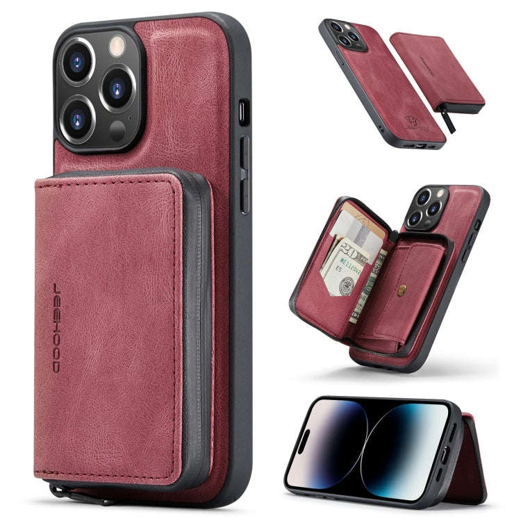 JEEHOOD Magnetic Zipper Wallet Leather Phone Case, For iPhone 14, For iPhone 14 Plus, For iPhone ...