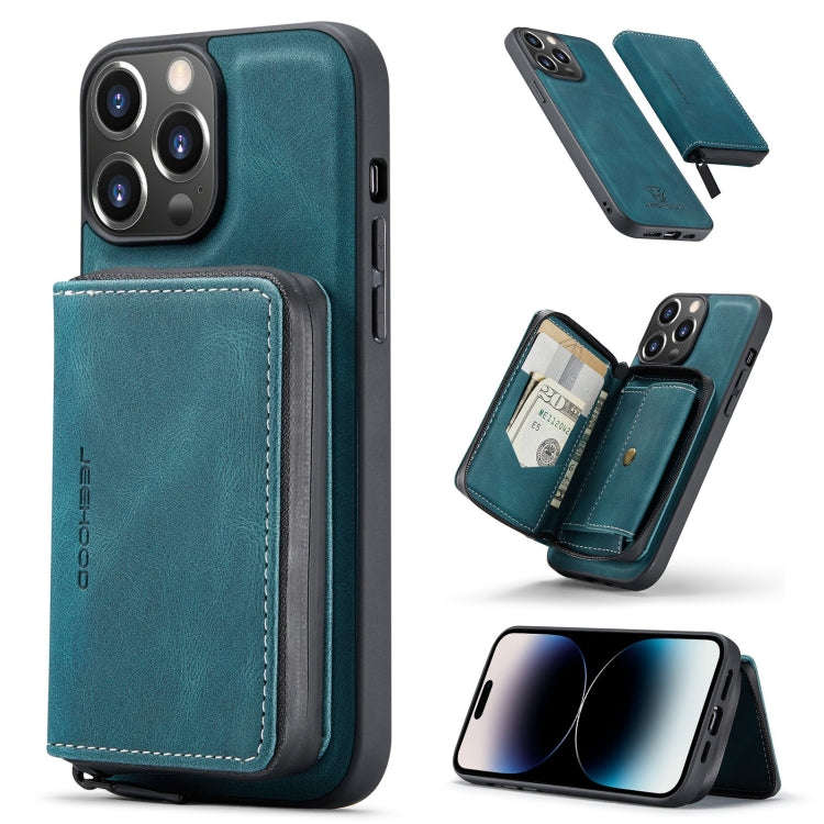 JEEHOOD Magnetic Zipper Wallet Leather Phone Case, For iPhone 14, For iPhone 14 Plus, For iPhone ...
