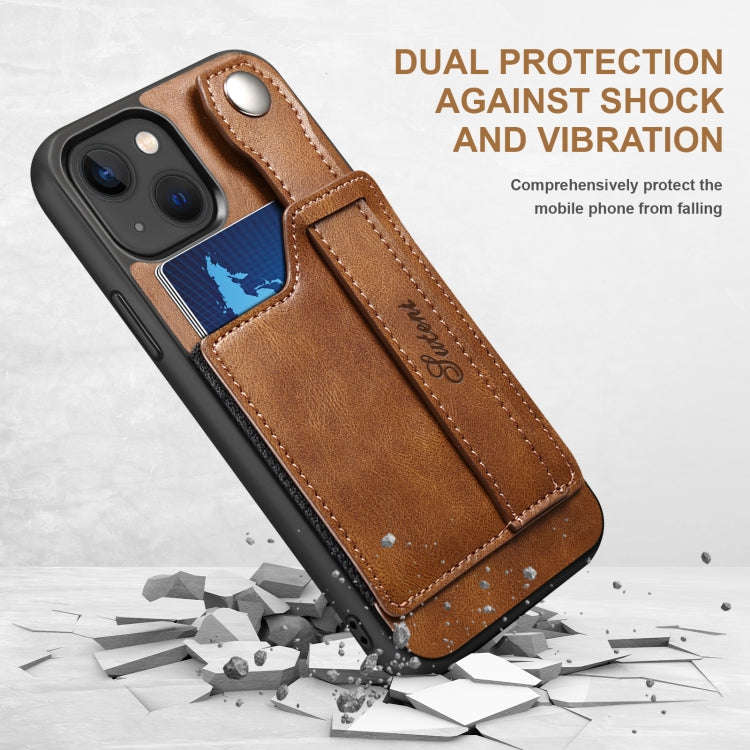 Suteni 215 Wrist Strap PU Phone Case, For iPhone 13, For iPhone 13 Pro, For iPhone 13 Pro Max, Fo...