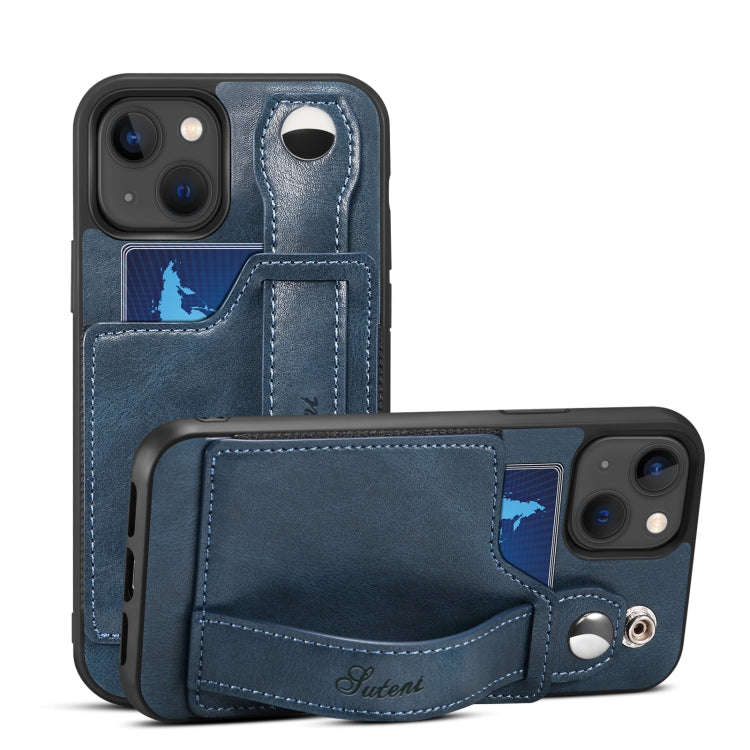 Suteni 215 Wrist Strap PU Phone Case, For iPhone 13, For iPhone 13 Pro, For iPhone 13 Pro Max, Fo...
