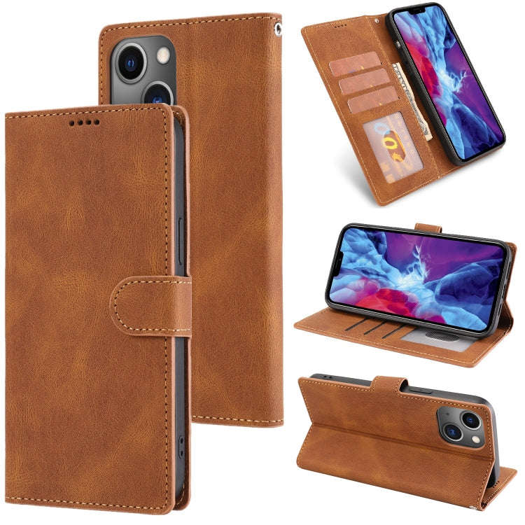 Fantasy Classic Skin-feel Calfskin Texture Leather Case, For iPhone 14, For iPhone 14 Plus, For i...