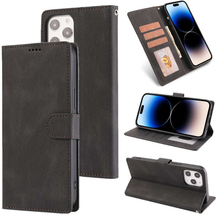 Fantasy Classic Skin-feel Calfskin Texture Leather Case, For iPhone 14, For iPhone 14 Plus, For i...