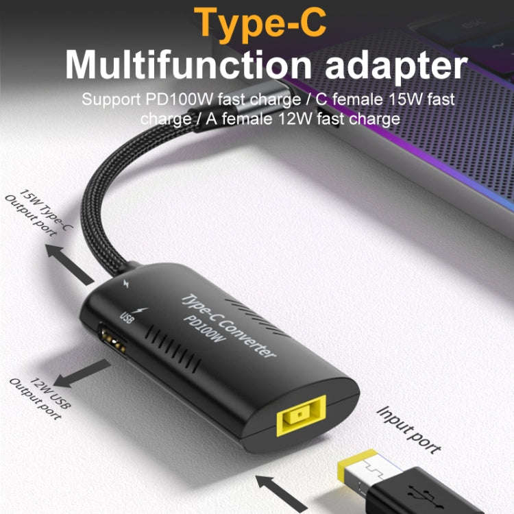 + Type-C + USB Female to Type-C Multifunction Apapter, DC5521 / 5525, DC7406, DC7909, Square Port