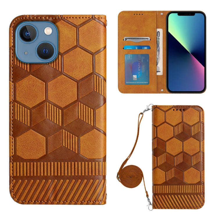 Crossbody Football Texture Magnetic PU Phone Case, For iPhone 13 Mini, For iPhone 13 Pro, For iPh...