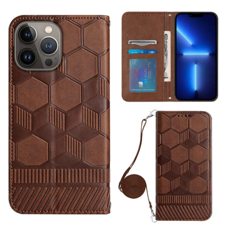 Crossbody Football Texture Magnetic PU Phone Case, For iPhone 13 Mini, For iPhone 13 Pro, For iPh...