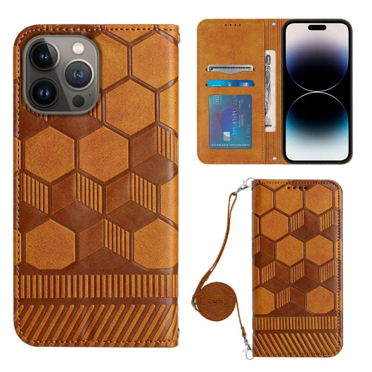 Crossbody Football Texture Magnetic PU Phone Case, For iPhone 13 Mini, For iPhone 13 Pro, For iPh...