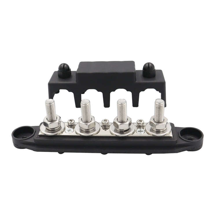 RV Ship High Current Power Distribution Terminal Block with Cover, Black M8 Stud, Red M8 Stud, Bl...