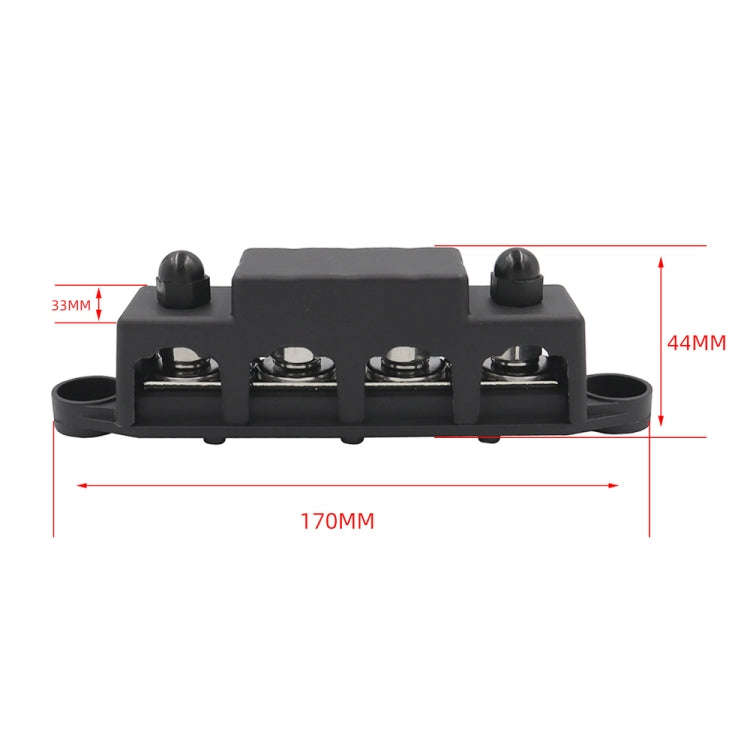 RV Ship High Current Power Distribution Terminal Block with Cover, Black M8 Stud, Red M8 Stud, Bl...