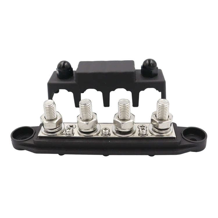 RV Ship High Current Power Distribution Terminal Block with Cover, Black M8 Stud, Red M8 Stud, Bl...