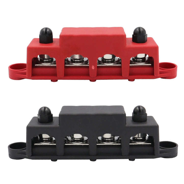 RV Ship High Current Power Distribution Terminal Block with Cover, Black M8 Stud, Red M8 Stud, Bl...