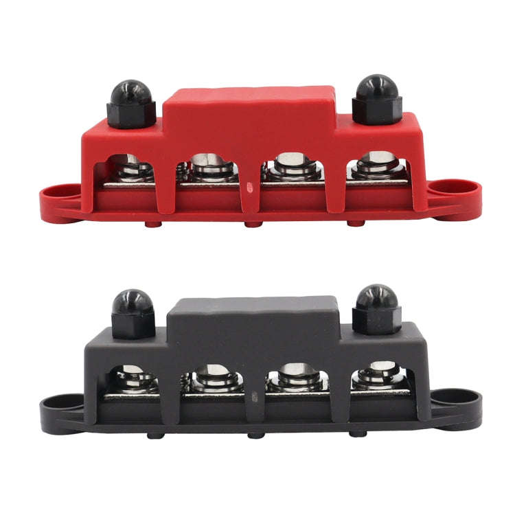 RV Ship High Current Power Distribution Terminal Block with Cover, Black M8 Stud, Red M8 Stud, Bl...