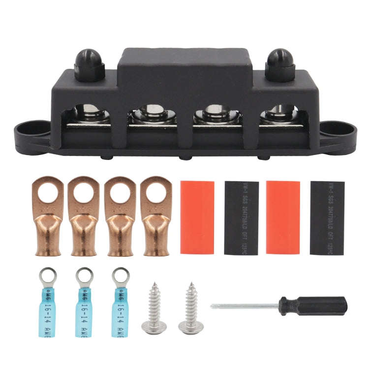 RV Ship High Current Power Distribution Terminal Block with Accessories, Black M8 Stud with Acces...