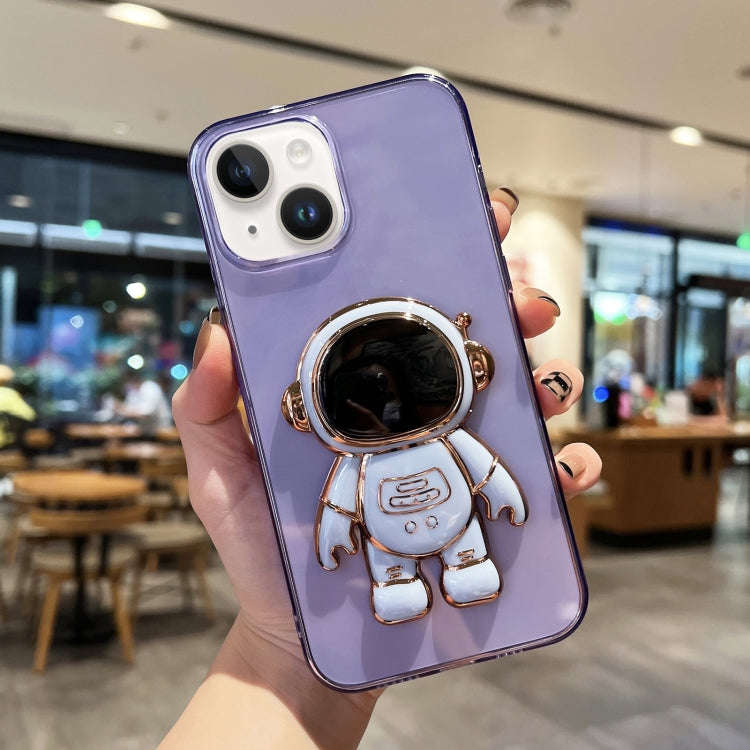 Plating Astronaut Holder TPU Phone Case, For iPhone 14, For iPhone 14 Plus, For iPhone 14 Pro, Fo...