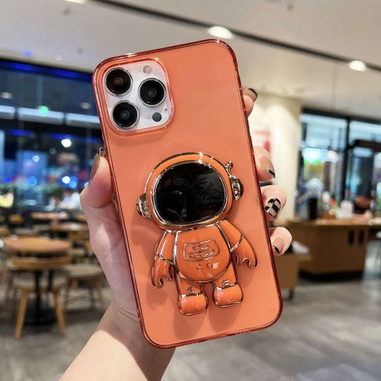 Plating Astronaut Holder TPU Phone Case, For iPhone 14, For iPhone 14 Plus, For iPhone 14 Pro, Fo...