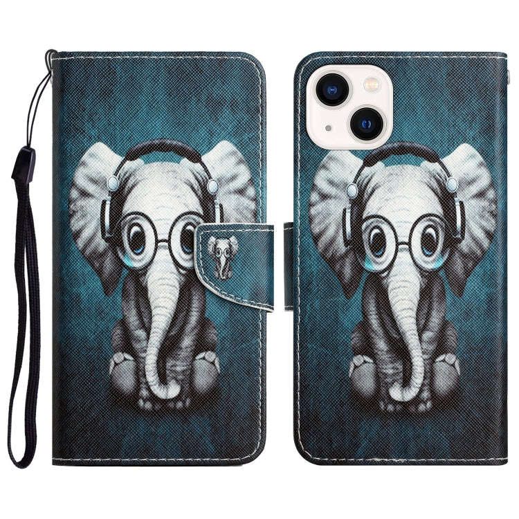 Colored Drawing Leather Phone Case, For iPhone 14, For iPhone 14 Plus, For iPhone 14 Pro
