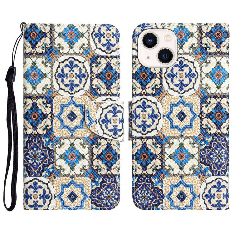 Colored Drawing Leather Phone Case, For iPhone 14, For iPhone 14 Plus, For iPhone 14 Pro