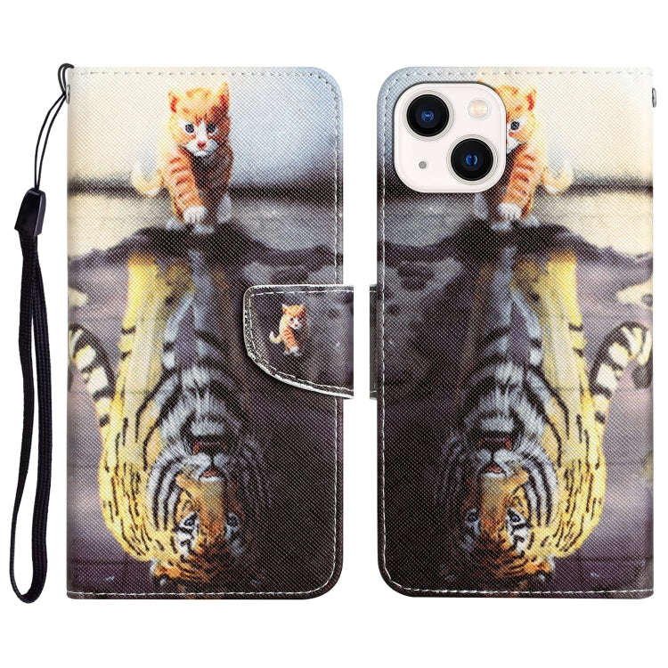 Colored Drawing Leather Phone Case, For iPhone 14, For iPhone 14 Plus, For iPhone 14 Pro