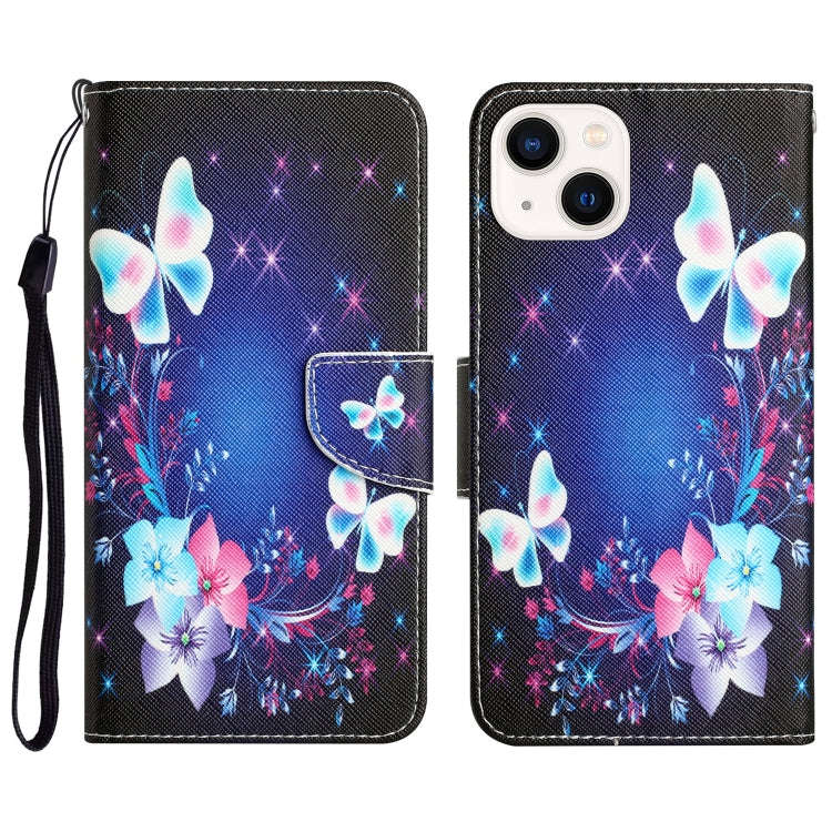 Colored Drawing Leather Phone Case, For iPhone 14, For iPhone 14 Plus, For iPhone 14 Pro