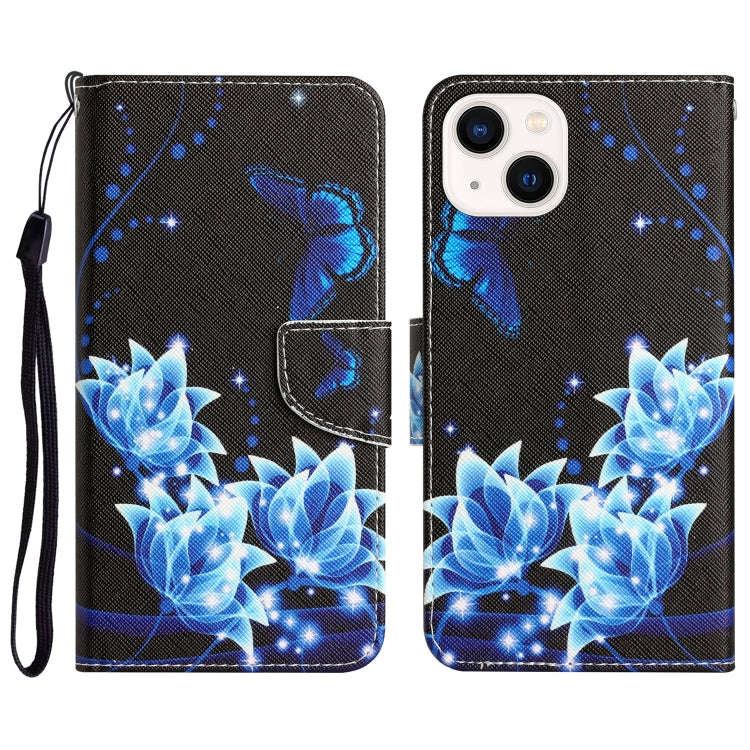 Colored Drawing Leather Phone Case, For iPhone 14, For iPhone 14 Plus, For iPhone 14 Pro