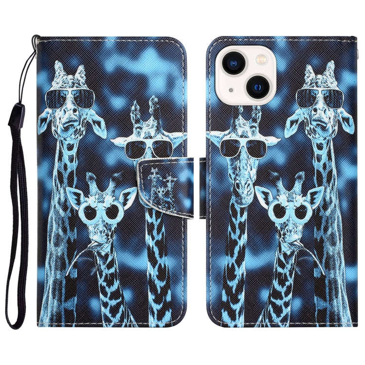 Colored Drawing Leather Phone Case, For iPhone 14, For iPhone 14 Plus, For iPhone 14 Pro