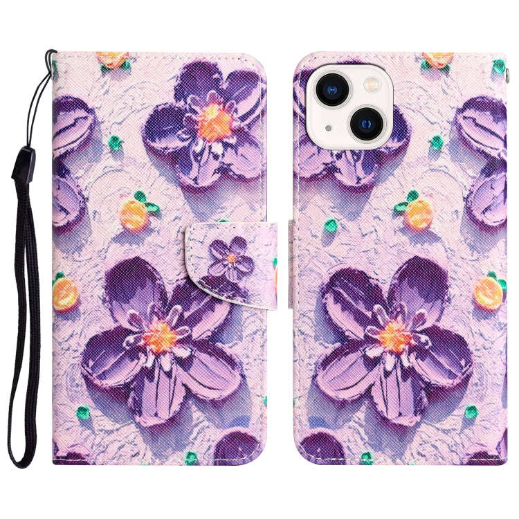 Colored Drawing Leather Phone Case, For iPhone 14, For iPhone 14 Plus, For iPhone 14 Pro