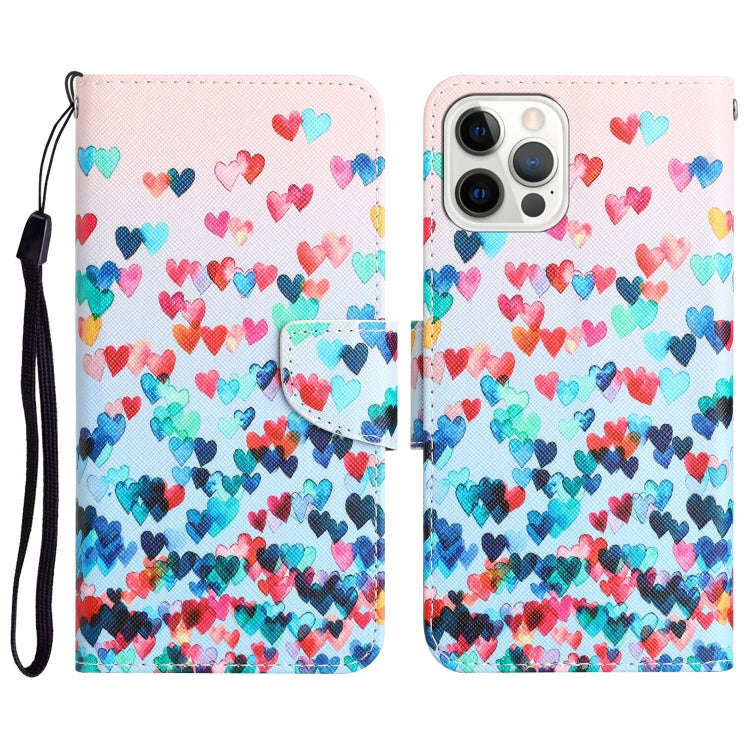 Colored Drawing Leather Phone Case, For iPhone 13 Pro, For iPhone 13 Pro Max, For iPhone 12 mini