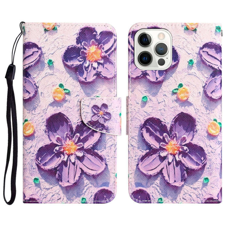 Colored Drawing Leather Phone Case, For iPhone 13 Pro, For iPhone 13 Pro Max, For iPhone 12 mini