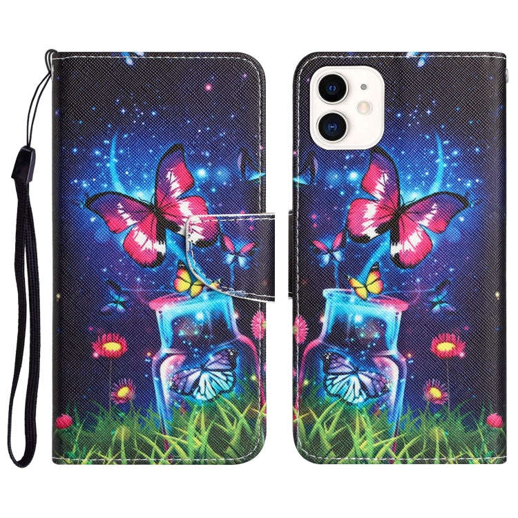 Colored Drawing Leather Phone Case, For iPhone 13 Pro, For iPhone 13 Pro Max, For iPhone 12 mini