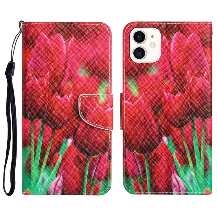 Colored Drawing Leather Phone Case, For iPhone 13 Pro, For iPhone 13 Pro Max, For iPhone 12 mini