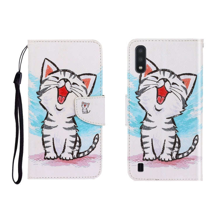 Colored Drawing Horizontal Flip Leather Case with Holder & Card Slot & Wallet, For Galaxy A01, Fo...