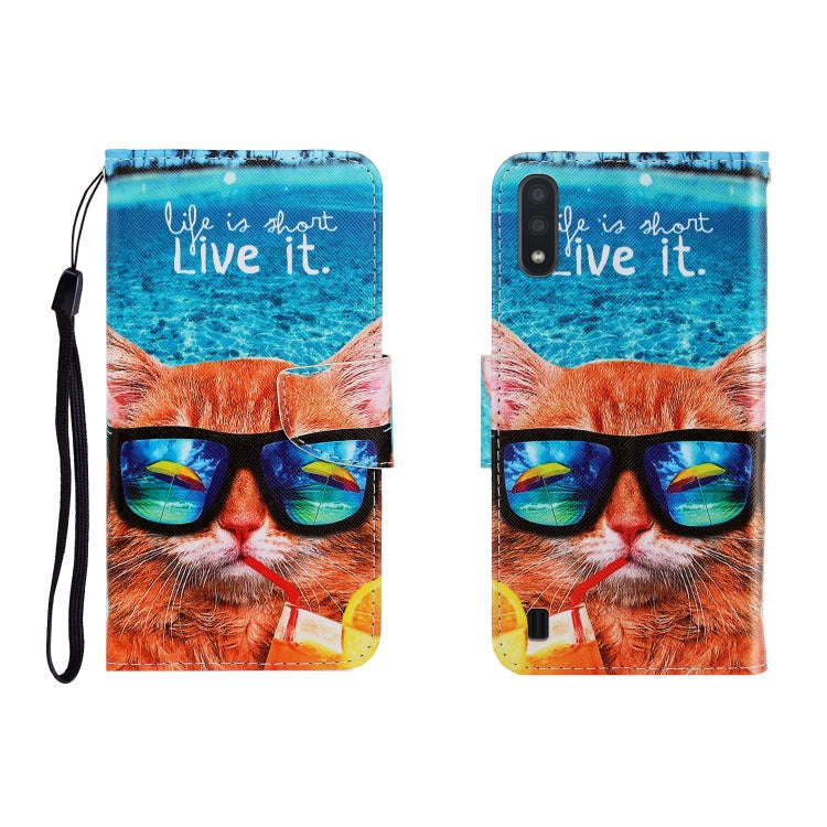 Colored Drawing Horizontal Flip Leather Case with Holder & Card Slot & Wallet, For Galaxy A01, Fo...