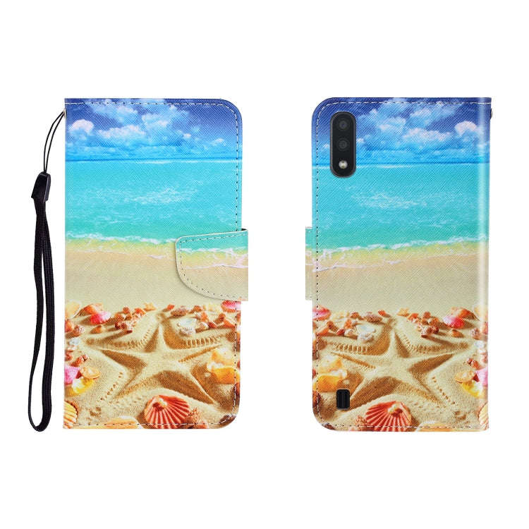 Colored Drawing Horizontal Flip Leather Case with Holder & Card Slot & Wallet, For Galaxy A01, Fo...