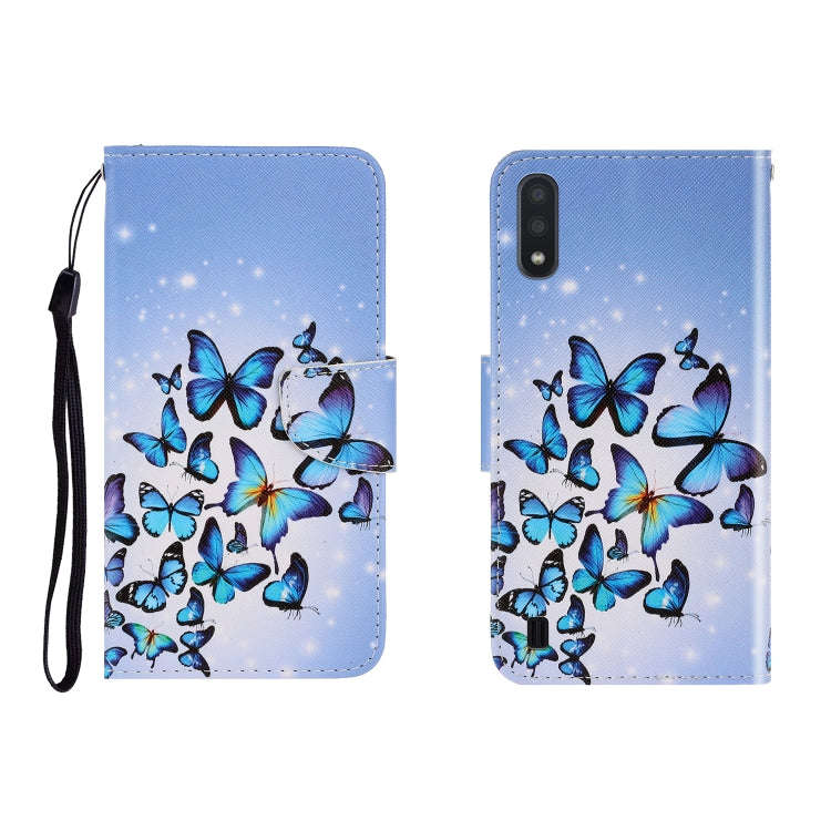 Colored Drawing Horizontal Flip Leather Case with Holder & Card Slot & Wallet, For Galaxy A01, Fo...
