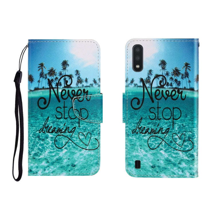 Colored Drawing Horizontal Flip Leather Case with Holder & Card Slot & Wallet, For Galaxy A01, Fo...